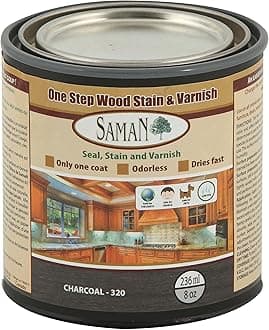Interior One Step Wood Seal, Stain and Varnish – Oil Based Odorless Dye - Protection for Furniture and Fine Wood (Charcoal SAM-320, 8 oz)