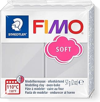 STAEDTLER 8020-80 FIMO Soft Oven-Hardening Polymer Modelling Clay - Dolphin Grey (1 x 57g Block)