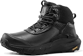 NORTIV 8 Men's Waterproof Military Tactical Work Boots Leather Motorcycle Combat Boots Lightweight Non-Slip Hiking Boots for Men,Size 9,Black,SNMT246M