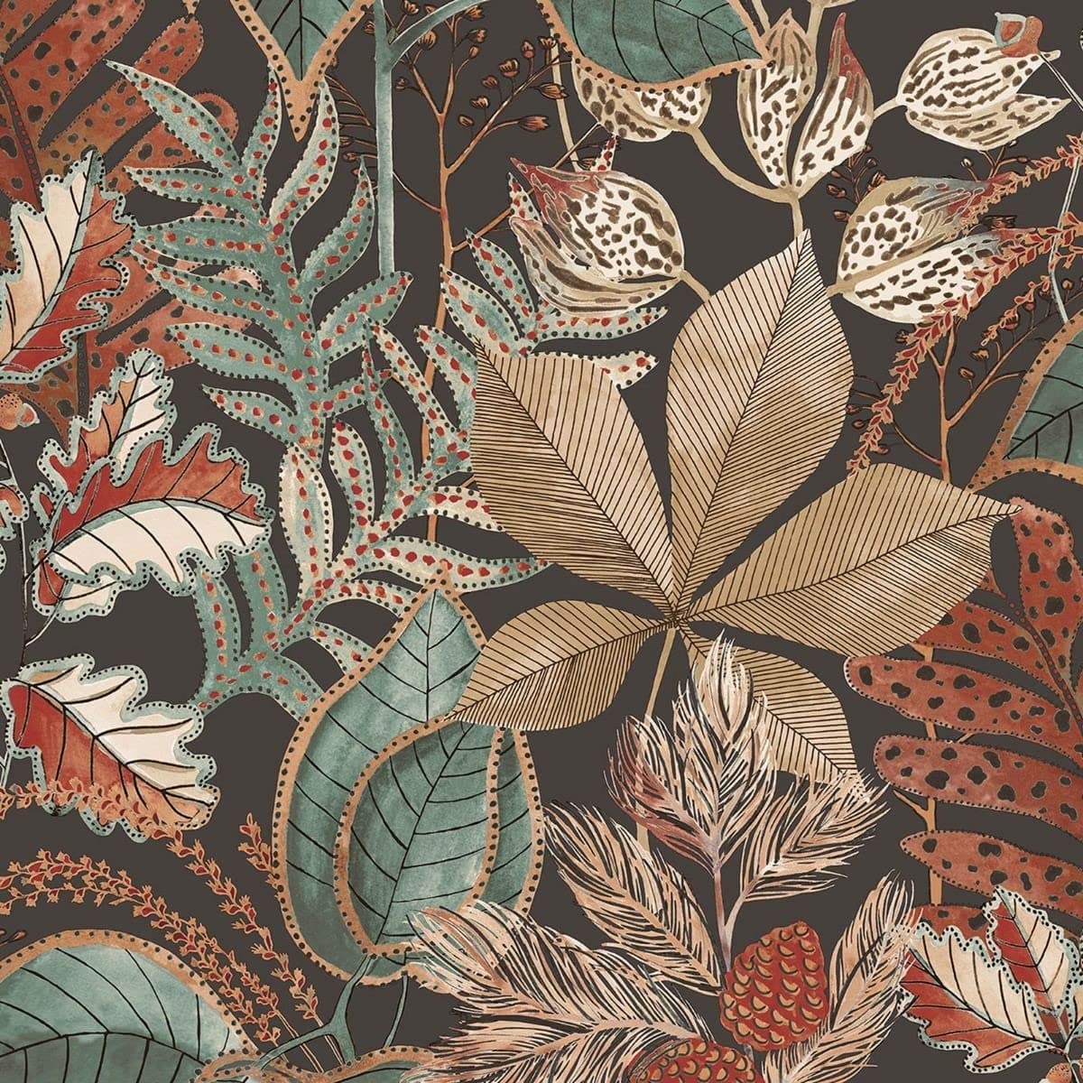 Eden Leaf Botanical Wallpaper Charcoal/Multi 3780