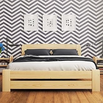Nodax Super King Bed Frames – Solid Pine Wooden Bed Frame for Adults, F1 Easy Assemble Bed with Sturdy Slats & Extra Four Supportive Legs, Comfortable Bedroom Furniture | 6ft,180 x 200 cm (Pine)