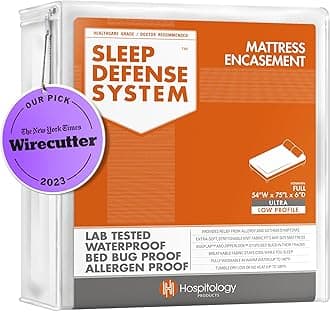 6 - 8 Deep , Full 6 ULTRA LOW PROFILE : The Original Sleep Defense System - Waterproof / Bed Bug / Dust Mite Proof - PREMIUM Zippered Mattress Encasement & Hypoallergenic Protector - 54-Inch by 75-Inch, Full - ULTRA-LOW PROFILE 6"