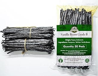 50 Tahitian Vanilla Beans Bulk for Making Vanilla Extract, Whole Vanilla Bean...