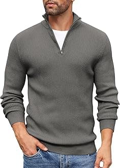 Men High Neck Zipper Full Sleeve Cotton Knitted Winter Sweater for Man