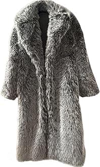 Women's Shaggy Faux Fur Warm Maxi Overcoat Outwear,Fluffy Winter Parka Long Jackets Coats