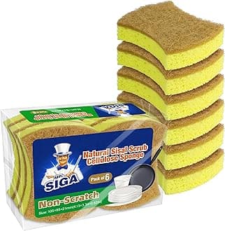 MR.SIGA Non-Scratch Scrub Sponges, Natural Dish Sponge