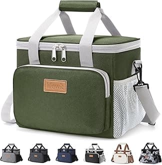 Lifewit Medium Lunch Bag Insulated Lunch Box Soft Cooler Cooling Tote for Adult Men Women, Gray and Green 12-Can (9L)