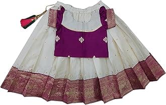 FELIZ THE DESIGNER STUDIO Baby Girl's Traditional Readymade South Indian Pattu Pavadai Lehenga Choli For Kid's