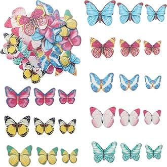 Gyufise 40Pcs Edible Butterfly Cupcake Toppers Cake Decorations Wedding Cake Birthday Party Food Decoration Mixed Size & Colour