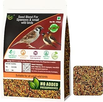 MAF Bird Food Sparrow Bird Feed 450 Gram, More Than 6 Grains Refill Pack for All Small Wild Birds, House Sparrows, Finches