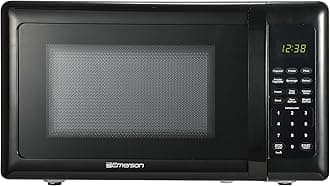 MW7302B Compact Countertop Microwave Oven with Touch Control, LED Display, 700W, 10 Power Levels, 6 Auto Menus, Glass Turntable and Child Safe Lock, 0.7 Cu., Ft. Black