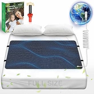 Grounding Mat for Bed, Grounding Pad for Sleep, Anti-Slip PU Leather Grounding Mattress with Grounding Cord, 27''×54‘’, Full