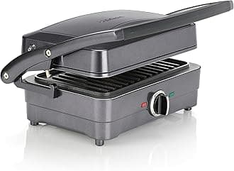 Grill & Sandwich maker, Sandwich toaster, panini press, electric grill, Non-stick Removable, interchangeable plates, Health grill, less oil, Midnight Grey, GRSM4U