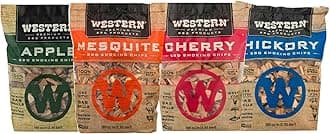 Western BBQ Smoking Wood Chips Variety Pack Bundle (4)- Apple, Mesquite, Hickory, and Cherry Flavors (Original Version)