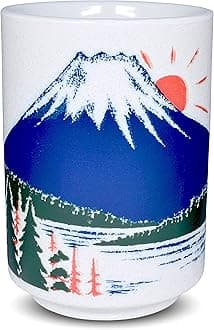 Japanese Yunomi Sushi Tea Cup Mino Ware, Mount Fuji Print