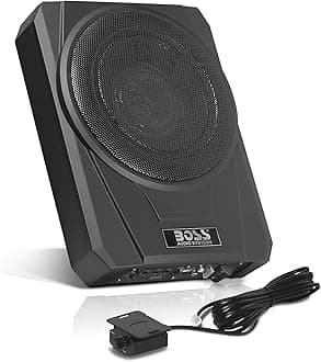 BASS10 10 Inch Powered Under Seat Car Subwoofer - 1000 Watts Max, Single 4 Ohm Voice Coil, Remote Subwoofer Control, Sold Individually
