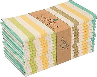 Table Napkins 100% Cotton Yarn Dyed Fabric 20x20 Inch Set of 12 Striped Napkin Cloth for Home, Kitchen, Hotels, Resturants, Parties (Soft Stripe)