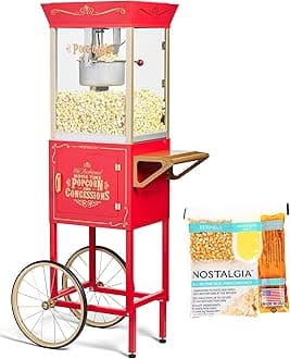 Nostalgia Red Professional Popcorn Maker Machine - 8 Oz Kettle Makes Up to 32 Cups - Includes 24 8-Ounce Popcorn All-In-One Packs