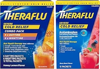 Theraflu Combo Daytime and Nighttime Severe Cold Relief Honey Lemon Flavor Powder_ and Daytime Severe Cold Relief Berry Burst Flavor Powder, _6 Daytime + 6 Nighttime, and 6 Berry Burst Powder Packets