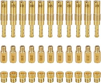 33pcs Carburetor Jet Kit Includes 22pcs Main Jets #100 - #145 and #155 - #182, 11pcs Slow Pilot Jets #32 - #58 for Honda PWK Keihin OKO CVK KOSO PE PWM Yamaha Mikuni Carb Aftermarket