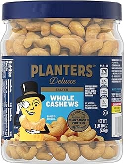 PLANTERS Fancy Whole Cashews with Sea Salt, 26 Ounces ( Pack of 1) Resealable Jar - Made with Simple Ingredients - Good Source of Vitamins and Minerals - Kosher (Packaging May Vary)