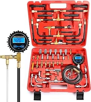 BETOOLL Digital Fuel Injection Pressure Tester Kit - 0-300 PSI Gauge for Petrol Engine Fuel Pressure Test