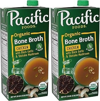 Pacific Foods Organic Chicken Bone Broth With Black Garlic & Shiitake Mushroom, 32 oz Carton (Pack of 2)