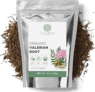 Elanen Naturals Organic Valerian Root 4 oz. (113g), USDA Certified Organic Valerian Root Herb Tea, Te De Valeriana Para Dormir, Valarian Officinalis Whole Loose Leaf, Cut & Sifted