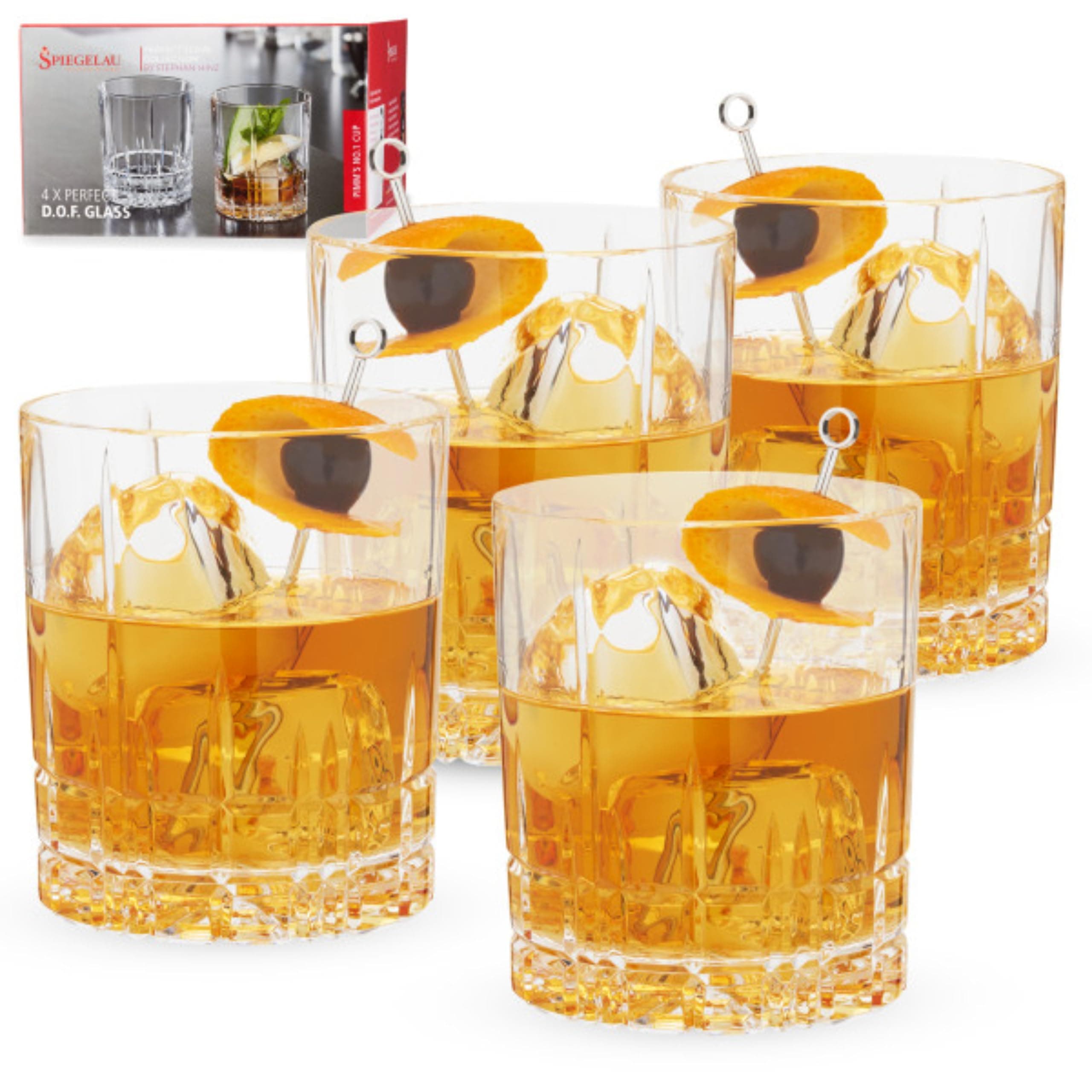 Spiegelau Double Old Fashioned Glasses, Set of 4, Crystal, 368 ml, Perfect Serve, 4500176