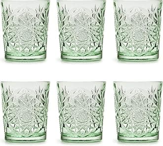 Libbey Drinking Glass Hobstar Ebony Green - 355 ml / 35.5 cl - 6 Pieces - Vintage Design - Dishwasher Safe