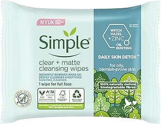Daily Skin Detox Clear + Matte Biodegradable Wipes with vitamin B3 cleansing make-up remover for oily skin 20 wipes