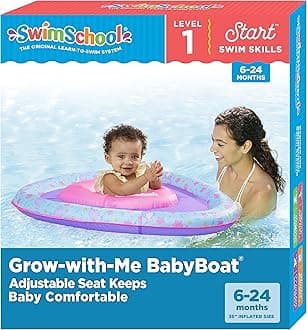 SwimSchool Infant Baby Pool Floats, Free Swimming, Super Buoyant – Ages 6-24 Months – Multiple Colors/Styles – Adjustable Canopies and Seats, Splash & Play Baby Floaties