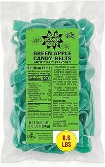 Sour Power Unwrapped Belts, Green Apple (approximately 297-count,unwrapped) Belts, 6.6-Pound Package, 105.6 Ounce