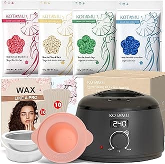 KOTAMU Wax Warmer Kit, Hair Removal Waxing Kit with 4 Hard Wax Beans Target for Bikini Brazilian Full Body Face Facial Eyebrows Legs Armpit, Painless At Home for Women and Men