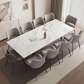 - Extendable Dining Table (62.9" to 94.4") for 6 to 10 - Modern Rectangular Sintered Stone Table with High Hardness and Easy Maintenance - Stylish White