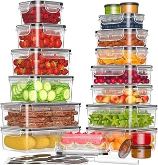 36 Pcs Food Storage Containers with Lids Airtight(18 Containers & 18 Lids), Plastic Food Storage Containers Sets, Kitchen Organization, BPA-Free, Leak-Proof with Labels & Marker Pen