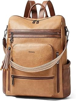 Shrrie Vegan Leather Laptop Backpack for Women 15.6 inch Work Backpack Fashion Travel Backpack Purse for Business College
