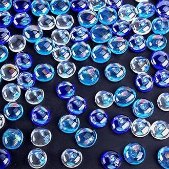 Glass Pebbles Bulk Pack, 120 Glittering Stones for Home Decor, Fish Tank Landscaping, Plant Glass Gems and Table Decorative Beads