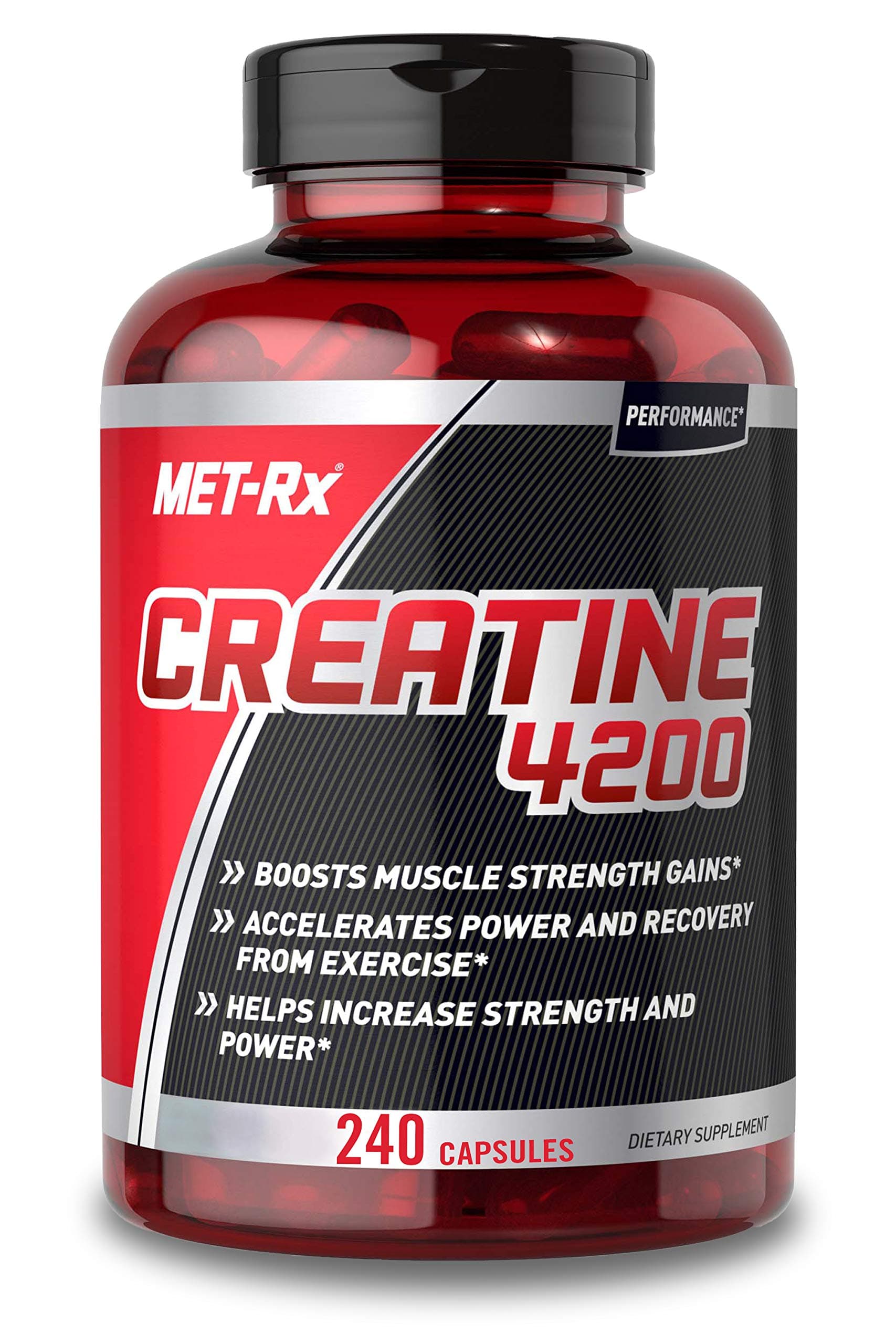 MET-Rx Creatine 4200 Pre or Post Workout Supplement, Creatine Capsules, 240 Count