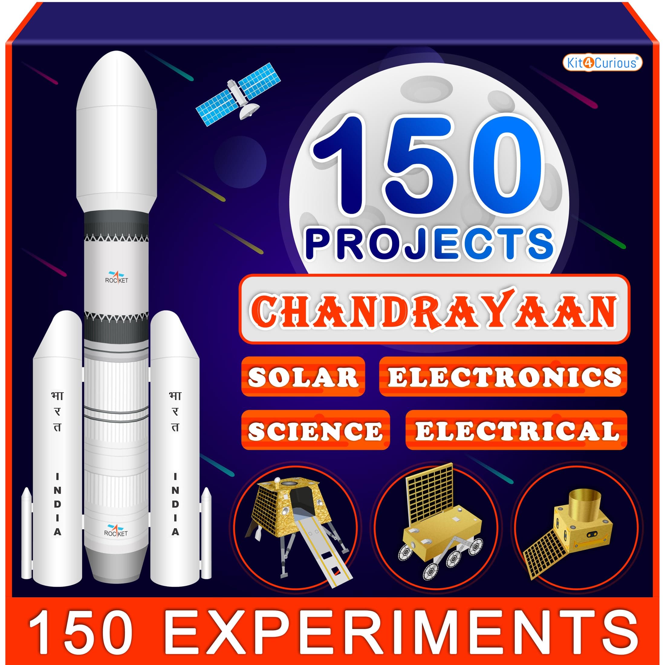 Chandrayaan-3 Models and 150 Solar Electronic Science Projects – Rocket, Rover, Lander, Satellite 3D Models and 150 DIY Experiments STEM Learning Educational Toy Gift kit
