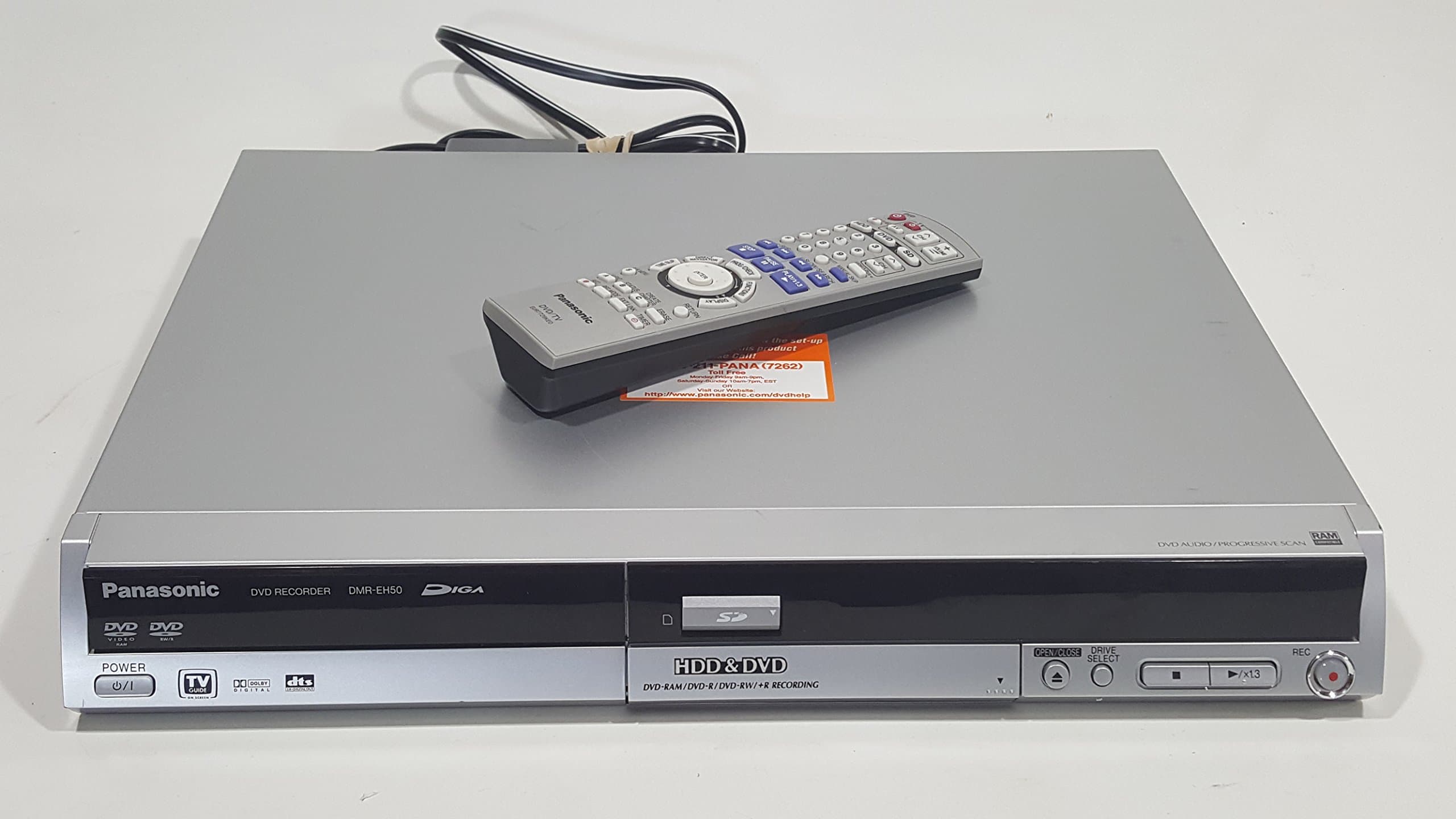 Panasonic DMREH50 Multi-Format Compatible DIGA DVD Recorder with 80GB Built-in Hard Disk and SD Slot