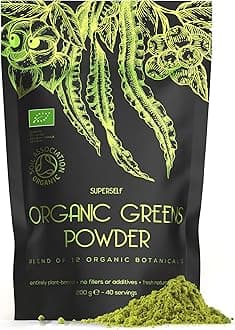 – SuperSelf Organic Super Greens Powder - No Additives - 12 Supergreens - Daily Superfood Green Powder with Matcha, Spirulina, Wheatgrass, Chlorella, Acai - 40 Servings - High in Vitamins Protein Fibre