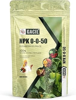 Gacil Potassium Sulphate Npk 0-0-50 Fertilizer For Plants (K2So4) | Water-Soluble Plant Growth Supplement All Types Of Gardening & Agriculture Crops (250 G).