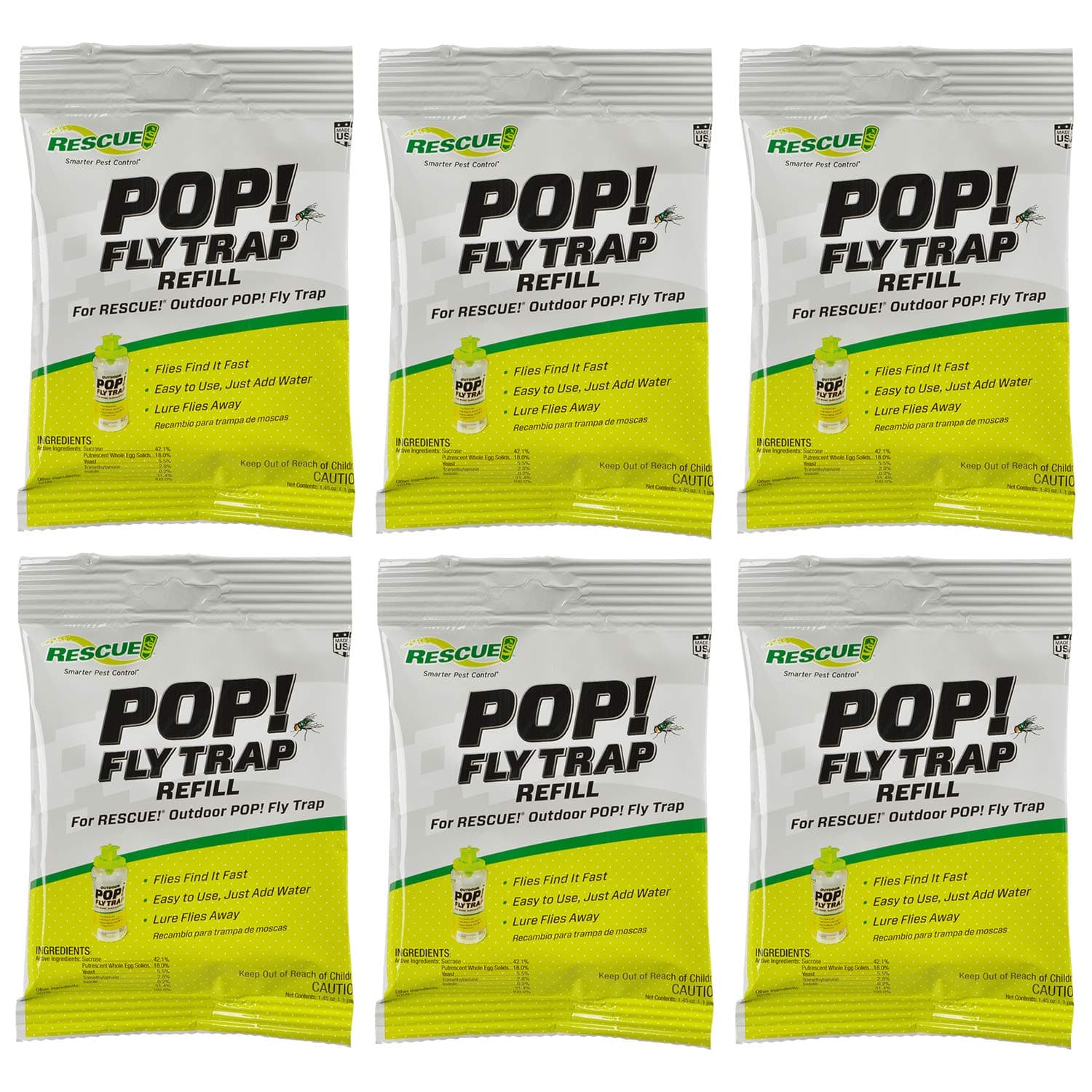 RESCUE! POP! Fly Trap Bait Refill – Outdoor Use – 6 Pack