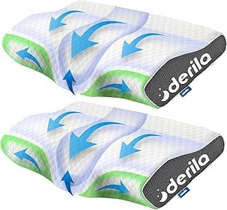 Derila Cervical Queen Size Sleeping Pillow - Ergonomic Neck Support Pillow for Neck and Shoulder Pain Relief - Side, Back, Stomach Sleepers - Best Bed Snoring Pillow for Sleeping
