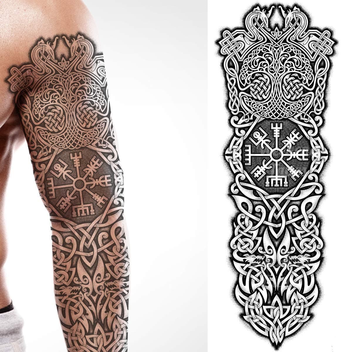 Viking full arm temporary tattoo