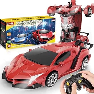 Toys for Kids 3-8 Year Old: Transforming Remote Control Car Toys Gifts for Boys Age 3 4 5 6 7 8 Birthday Presents Toy for Toddler Transformable 2 in 1 Robot RC Car Toy 360° Rotating-Red