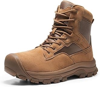 NORTIV 8 Men's Waterproof Work Military Tactical Boots Rubber Toe Leather Outdoor Hiking Motorcycle Combat Boots