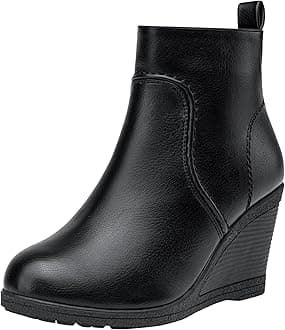 VeposeWomen's 9679 Low Wedge Boots, Comfortable Ankle Booties with Inside Zipper