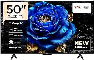 TCL 50T6C Television 50 Inch Smart TV 4K QLED Colorful Quantum Crystal HDR 10+ Gaming Google TV, Dolby Vision Atmos, DTS Virtual X, MEMC, Voice Control, Game Master with Slim Design (2025 Model)